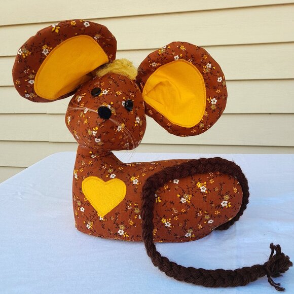 Handmade Other - VINTAGE HANDMADE CLOTH MOUSE Doorstop Decoration 80s 90s retro homemade 10"